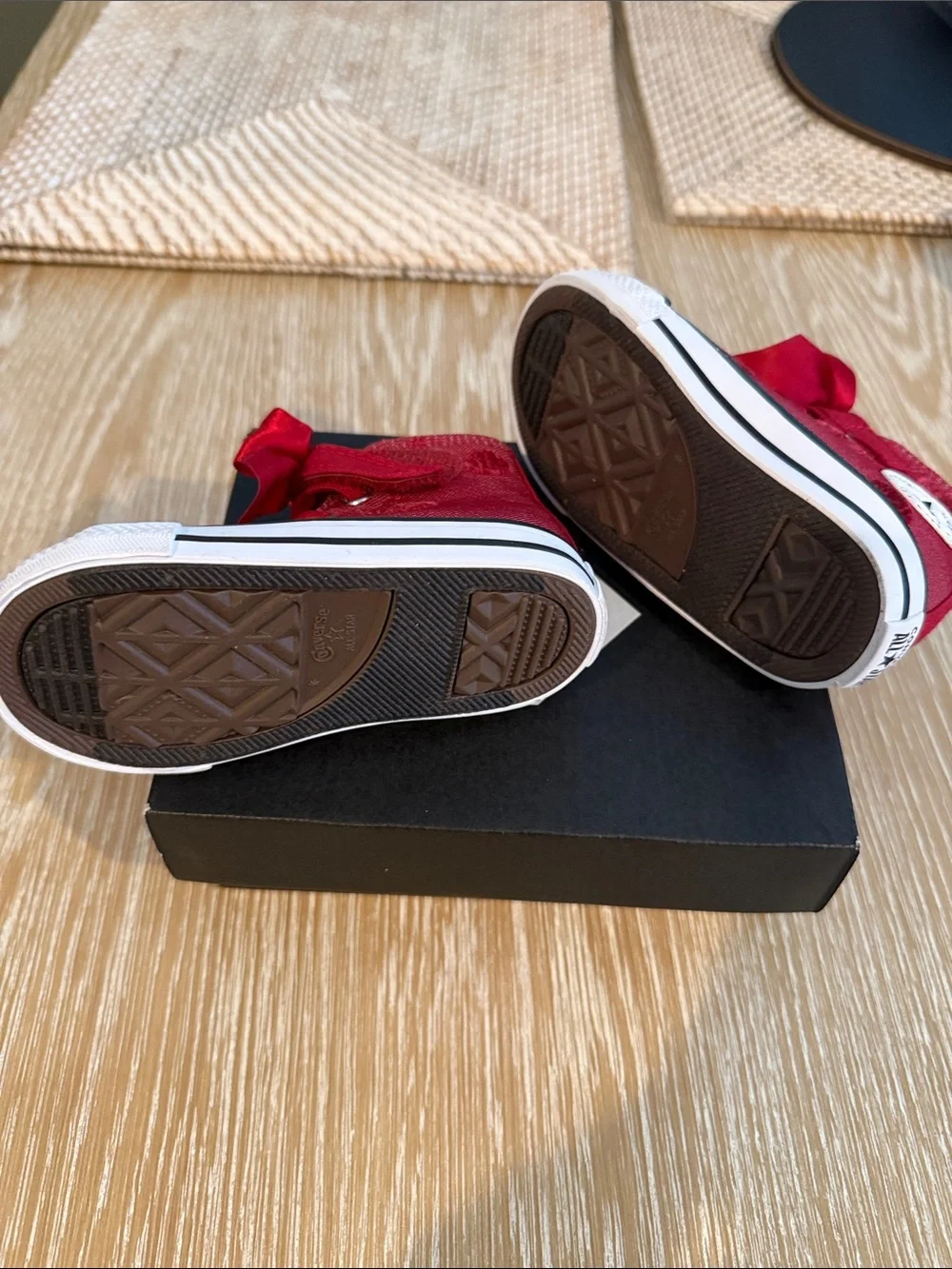 Converse Kids Red High-Top Sneakers with Ribbon Bow